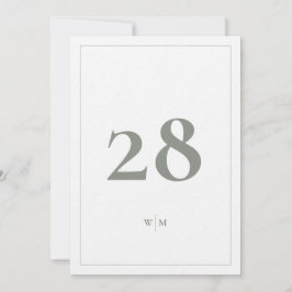 Convite Números de Mesa Casamento Branco Moldura Cinza Sag