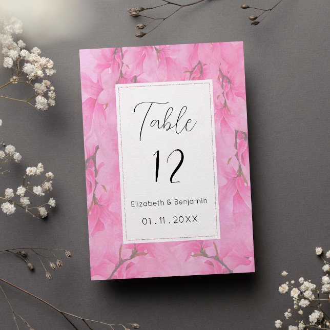 Convite Números de mesa com flores de orquídea verde rosa  (Watercolor pink green orchid flowers Table Numbers)