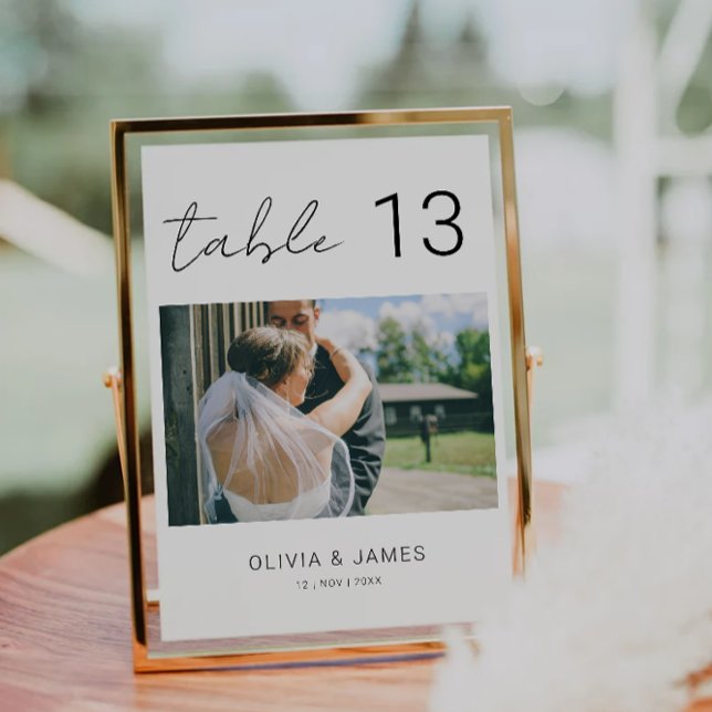 Convite Números de Mesa com Foto, Números de Mesa Modernos (Photo Table Numbers, Modern Table Numbers, Invitation)