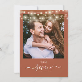 Convite Números de Mesa com Luzes de Terracota e Foto