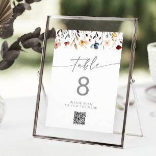 Convite Números de Mesa com QR Code de Flor Silvestre Capr