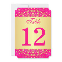 Números de Mesa com Roletas Intrincadas em Rosa e 