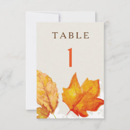 Convite Números de Mesa de Aquarela de Folhas de Outono