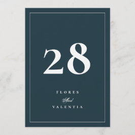 Convite Números de Mesa de Casamento 5 x 7 Formais Azul Ma