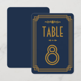 Convite Números de Mesa de Casamento Art Déco Azul Simples