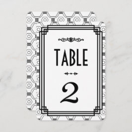 Convite Números de Mesa de Casamento Art Déco Branco e Pre
