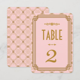 Convite Números de Mesa de Casamento Art Déco Rosa