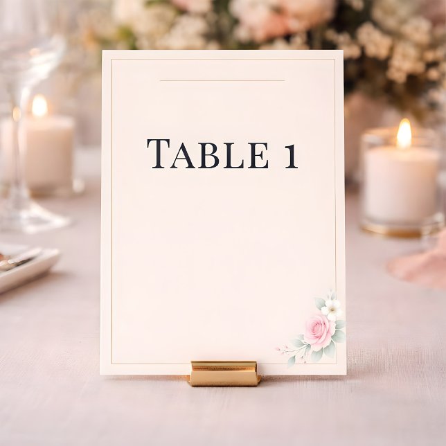 Convite Números de Mesa de Casamento Blush Luxo (Table Number Card)