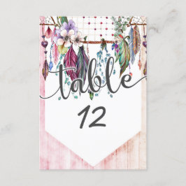Convite Números de Mesa de Casamento Boho Dreamcatcher & P