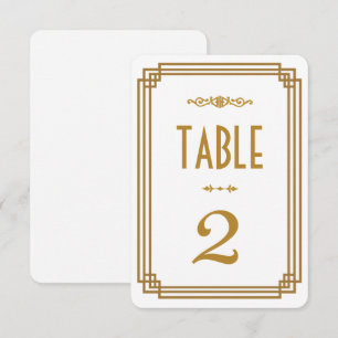 Convite Números de Mesa de Casamento Branco Art Déco