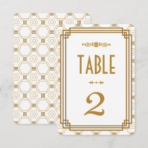 Convite Números de Mesa de Casamento Branco Art Déco