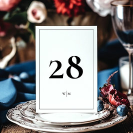 Convite Números de Mesa de Casamento Brancos em Moldura Pr