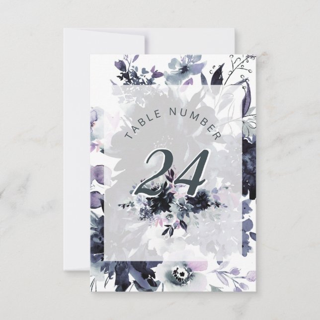 Convite Números de Mesa de Casamento Chic com Moldura Flor (Frente)