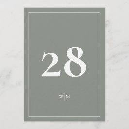Convite Números de Mesa de Casamento Cinza Sage em Moldura