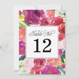 Convite Números de Mesa de Casamento com Aquarela Floral M