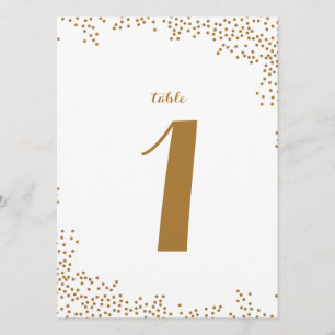 Convite Números de Mesa de Casamento com Confetes Dourados