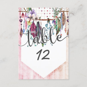 Convite Números de Mesa de Casamento com Dreamcatcher e Pe