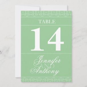 Convite Números de mesa de casamento com faixas verde-clar