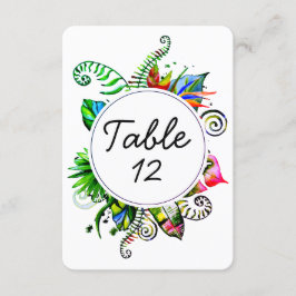 Convite Números de mesa de casamento com folhas de palmeir