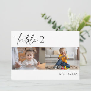 Convite Números de Mesa de Casamento com Foto Minimalista 