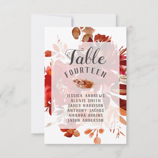 Convite Números De Mesa De Casamento Com Moldura De Beleza (Frente)