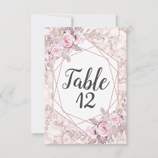 Convite Números de Mesa de Casamento com Moldura Geométric (Frente)