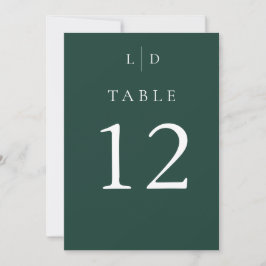 Convite Números de Mesa de Casamento com Monograma Verde E