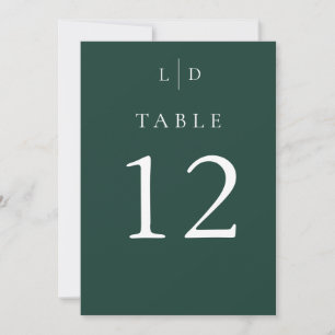 Convite Números de Mesa de Casamento com Monograma Verde E