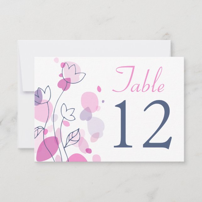 Convite Números de mesa de casamento com pétalas de flores (Frente)