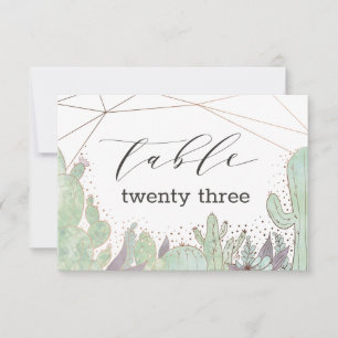 Convite Números de Mesa de Casamento com Terrário de Cactu