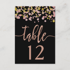 Convite Números de Mesa de Casamento Confetti Sparkle Rose