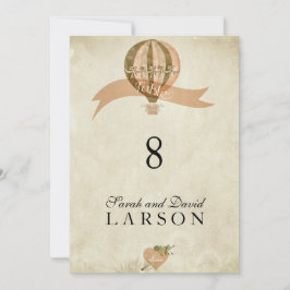 Convite Números de Mesa de Casamento de Balão de Ar Quente