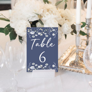 Convite Números de mesa de casamento de flor selvagem azul