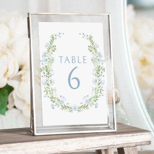 Convite Números de mesa de casamento de flores azuis paste