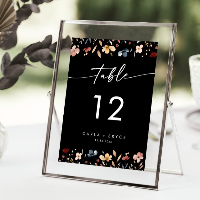 Convite Números de Mesa de Casamento de Flores Silvestres  (Criador carregado)
