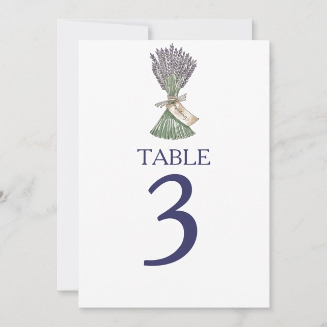 Convite Números de Mesa de Casamento de Jardim de Lavanda  (Frente)