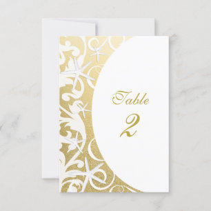 Convite Números de Mesa de Casamento de Praia Dourada da P