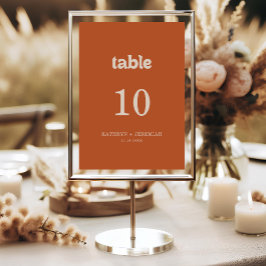 Convite Números de Mesa de Casamento de Terracota Simples