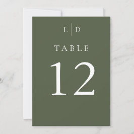 Convite Números De Mesa De Casamento Do Monograma Verde Ol
