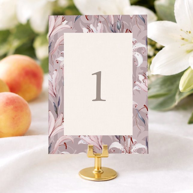 Convite Números de Mesa de Casamento Elegant Lily 1–30  (Criador carregado)