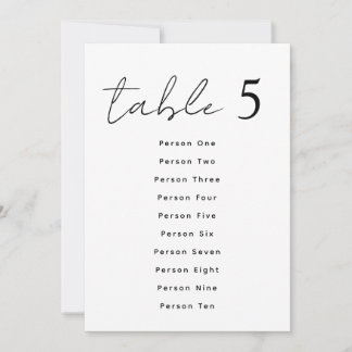 Convite Números de Mesa de Casamento Elegantes em Grafia -