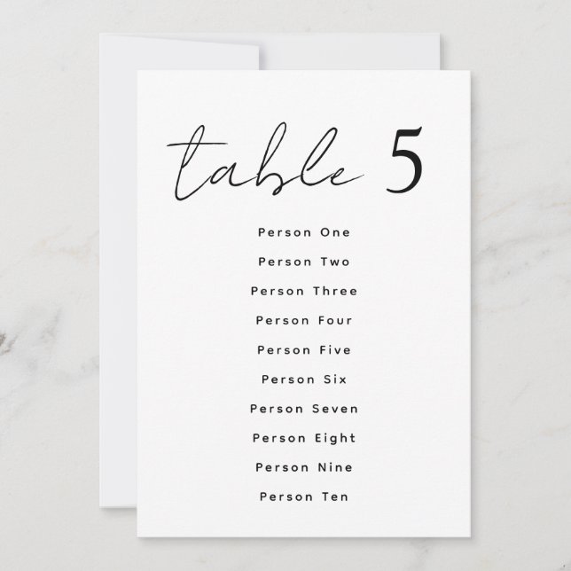 Convite Números de Mesa de Casamento Elegantes em Grafia - (Frente)