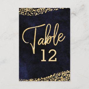Convite Números de Mesa de Casamento em Aquarela Azul Mari
