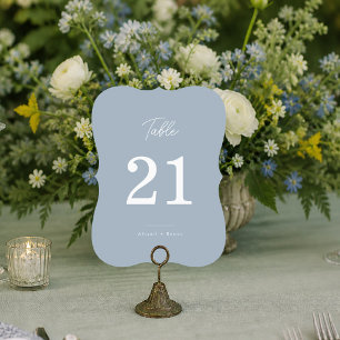 Convite Números de Mesa de Casamento em Azul Empoeirado co