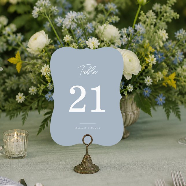 Convite Números de Mesa de Casamento em Azul Empoeirado co (Criador carregado)