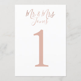 Convite Números de Mesa de Casamento em Ouro Rosa Personal