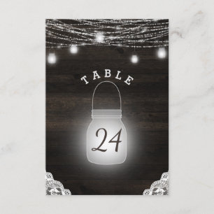 Convite Números de mesa de casamento em potes de pedreiro