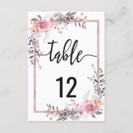 Convite Números de Mesa de Casamento emoldurados em Blush 