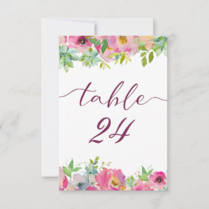 Convite Números de Mesa de Casamento Floral Blooming Chic
