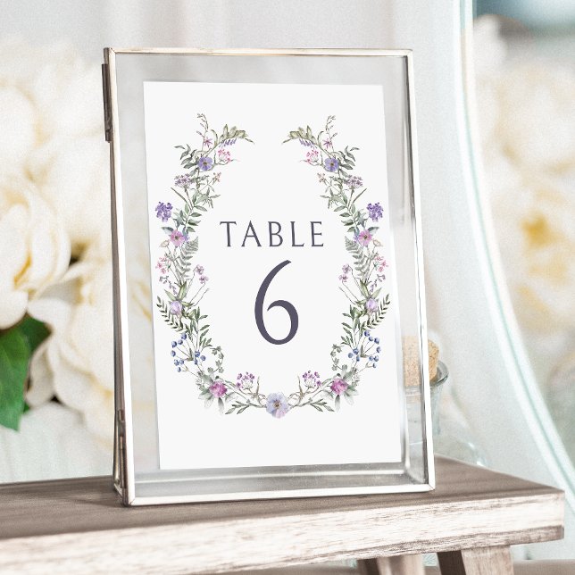 Convite Números de mesa de casamento floral com violeta de (Criador carregado)